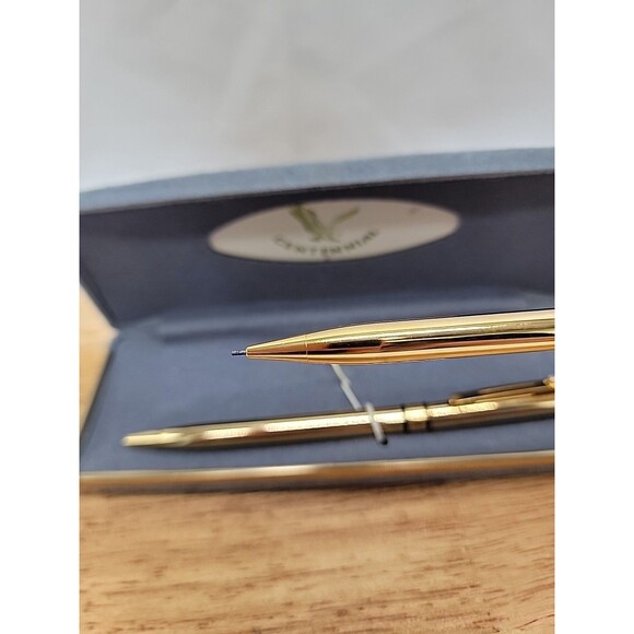Centennial Pen Pencil Set Mechanical Ball Point Gold Tone Original Box Vintage - Picture 7 of 10